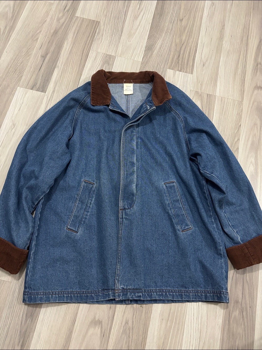 Vintage Chore Coat Womens Denim Corduroy Cuff Collar Utility Rugged Homestead M - Picture 2 of 10